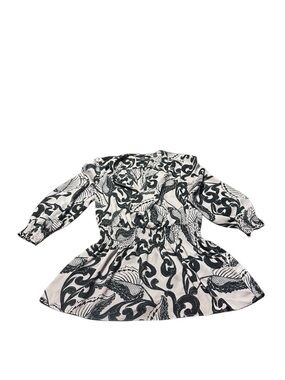 Alfani Black and Cream Floral-Scroll Blouse